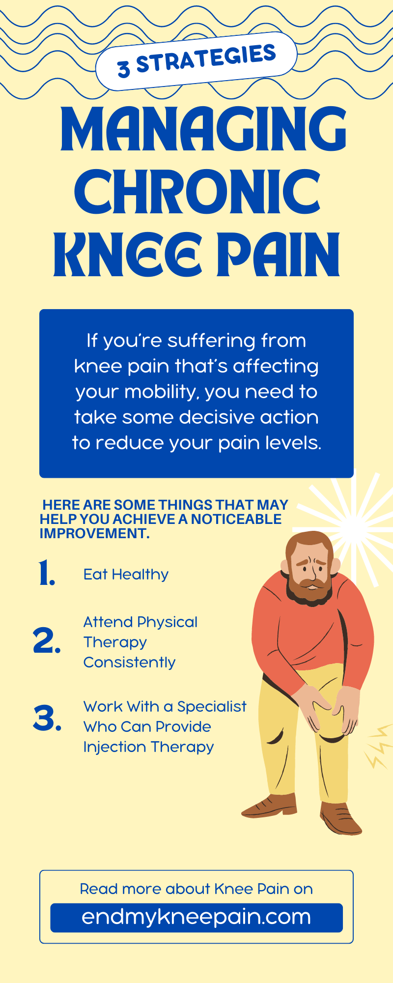 3 Strategies for Managing Chronic Knee Pain Infographic